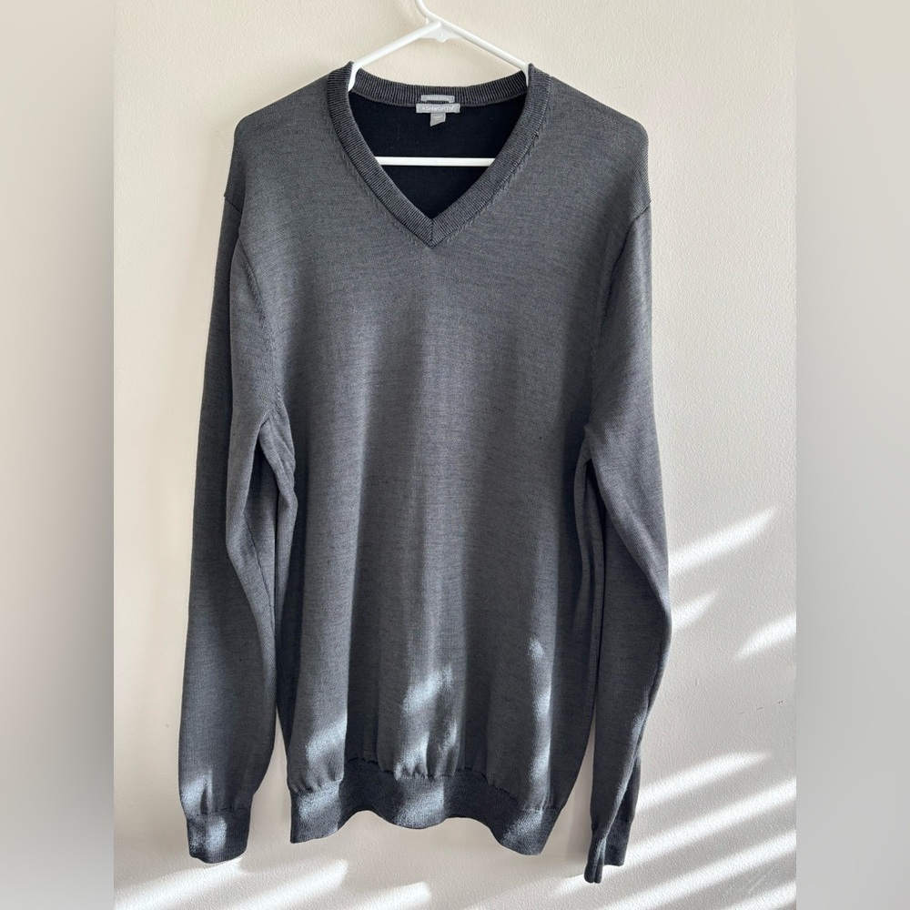 Ashworth Charcoal V-Neck Sweater Merino Wool XL Golf